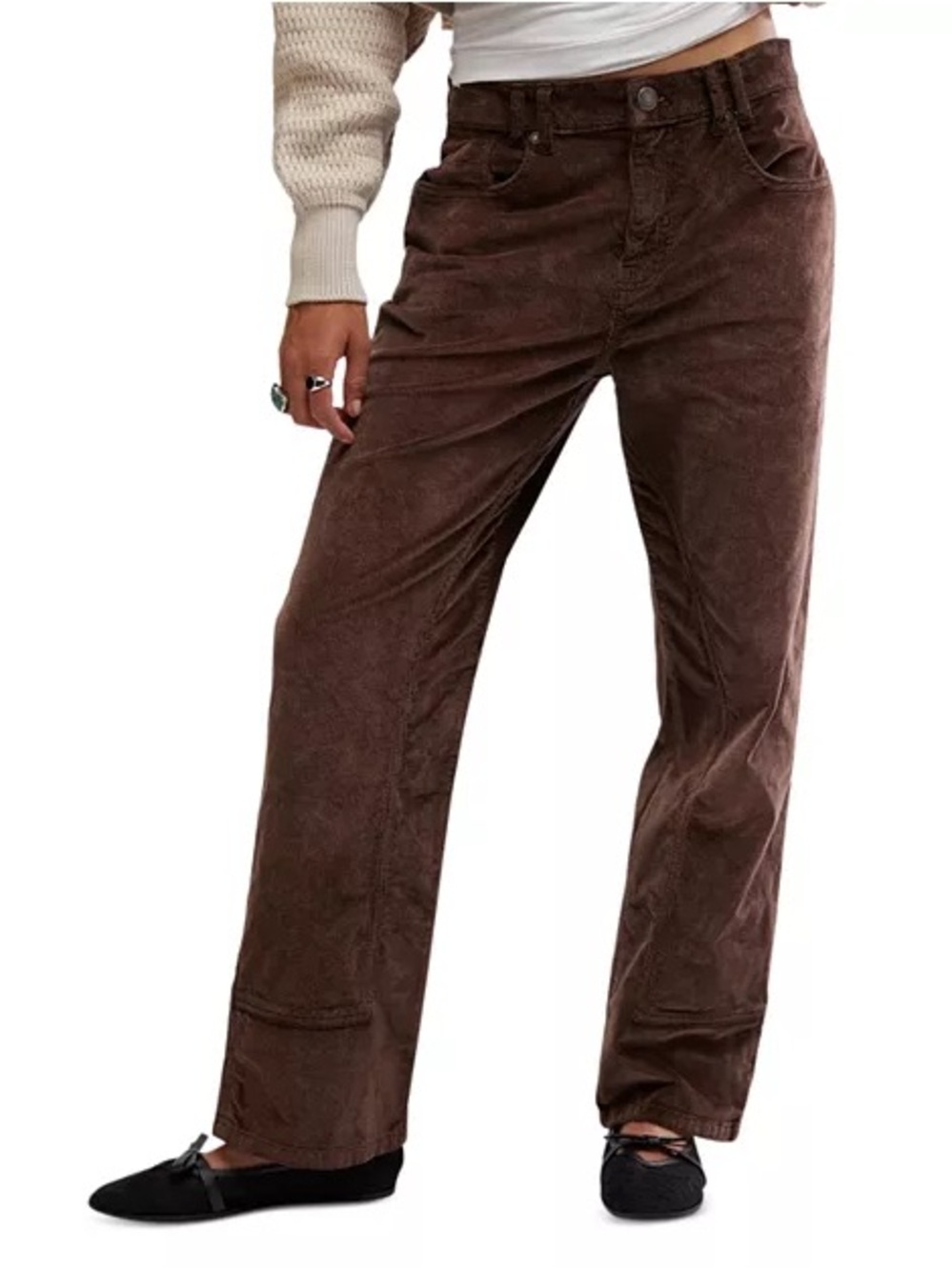 Free People We The Free Risk Taker High Rise Corduroy Pants Brown Womens 29